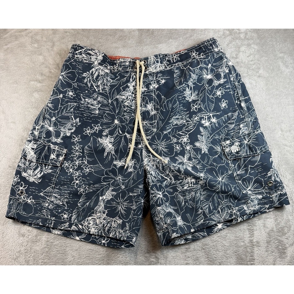 Caribbean‎ Joe Swim Trunks Men's Large Blue Island Print Board Shorts
